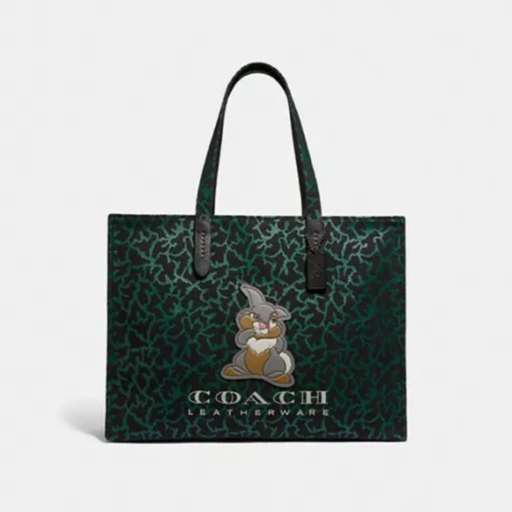 Coach Disney Thumper Coach Large Tote Green Black Handbag Nwot